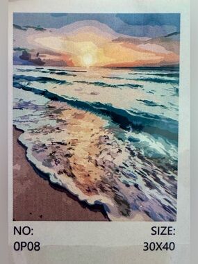 🎨 (Set of 11) - Paint-by-Number Canvas Print - Vibrant Sunset Colors & Mountains